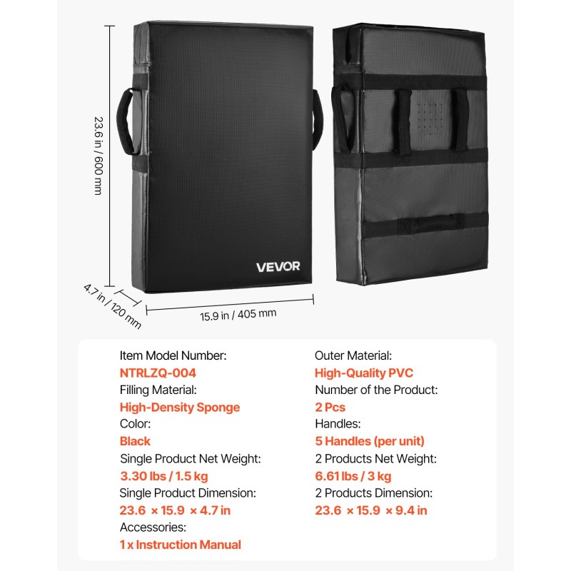 Torjuntatyyny PVC-päällysteinen musta korkeatiheyksinen sieni 600x405x120 mm 2 kpl puolustusharjoitteluun