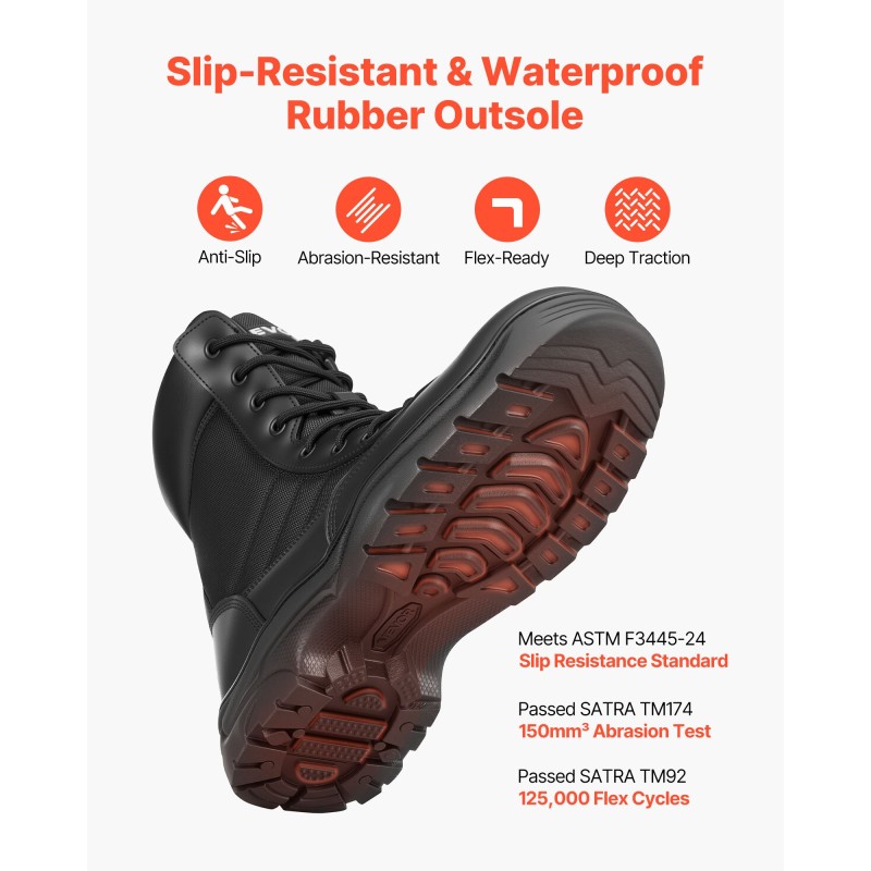 Miesten taktiset saappaat vedenpitävä hengittävä liukuestopohja sivuvetoketju musta