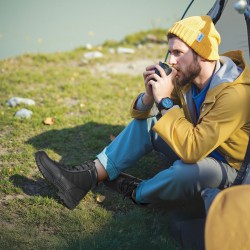 Miesten nilkkapituiset taktiset mustat saappaat vedenpitävällä liukastumista estävällä kumipohjalla