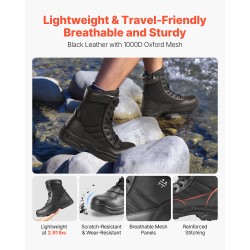 Miesten taktiset saappaat 203 mm varsi vesitiiviit hengittävät mustat