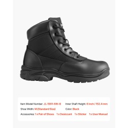 Miesten taktiset saappaat vedenpitävä kumipohja 6 tuuman varsi musta koko 27,9 senttimetriä