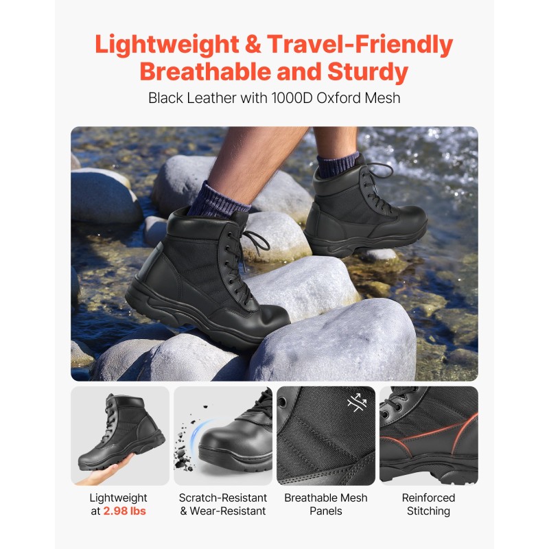 Taktiset miesten saappaat 152 mm musta vedenpitävä hengittävä koko 27,5 cm