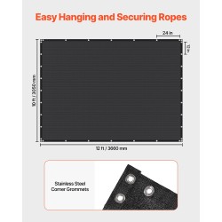 Varjokangas HDPE-kangas 140 GSM 3050×3660 mm 90% varjostus musta ulkokäyttöön