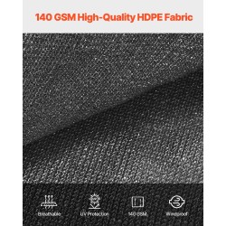 Varjostuskangas HDPE 2440x3660 mm musta 90% ulkokäyttöön