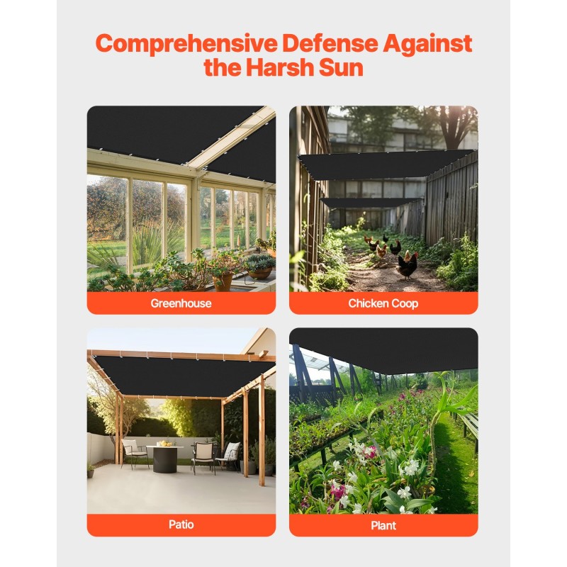 Varjostuskangas HDPE 2440x3660 mm musta 90% ulkokäyttöön