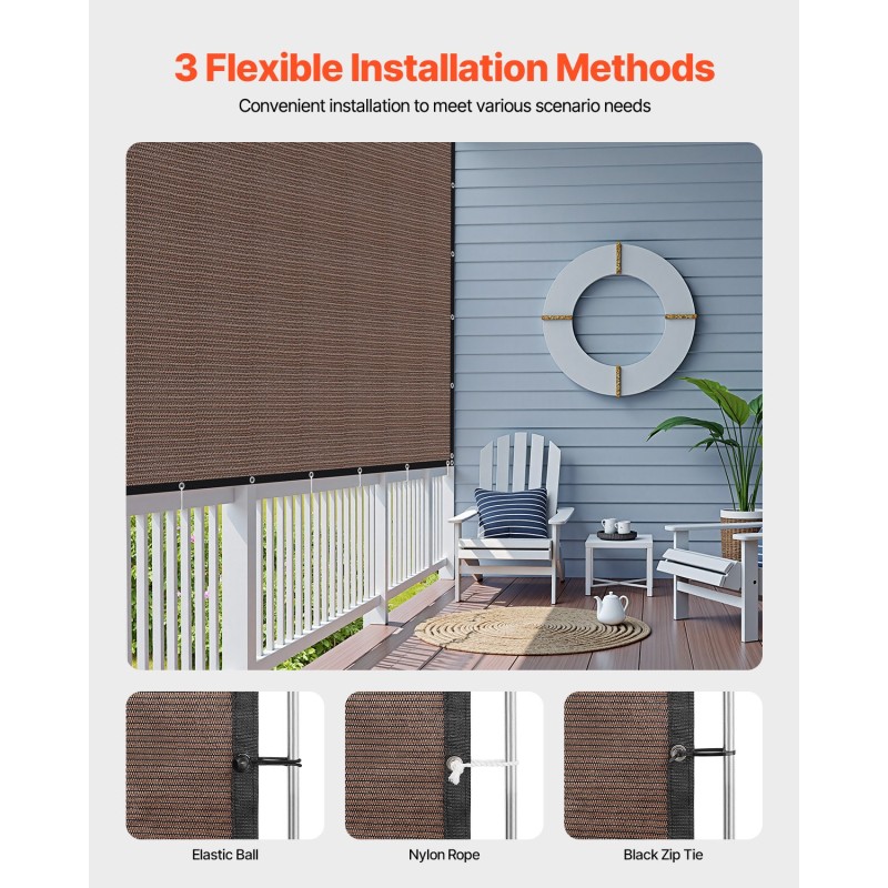 Varjokangas korkeatiheyksinen polyeteeni 140 g/m² 2440x3660 mm ruskea 90% varjostus ulkokäyttöön