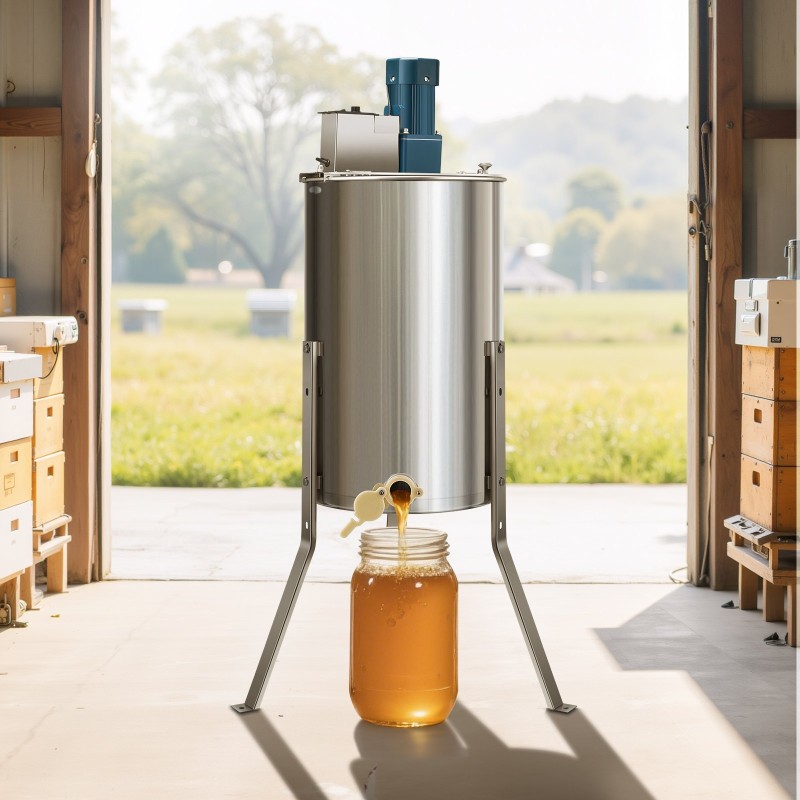 Sähkökäyttöinen hunajalinko 3 kehälle 201 ruostumatonta terästä 15 kg läpinäkyvällä kannella