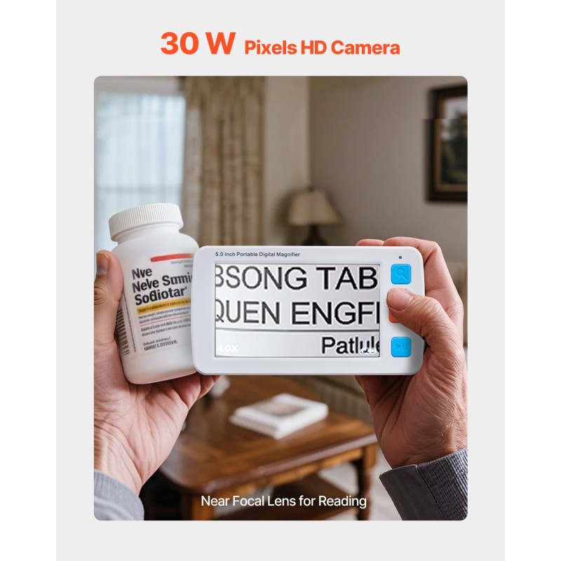 Kannettava digitaalinen suurennuslaite 5-tuumainen LCD-näyttö 4–32-kertainen suurennus 2500 mAh akku