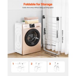 Taitettava 2-tasoinen pyykinkuivausteline rautaputkista ja PP-muovista 31 ripustustankoa 14 kg kantavuus