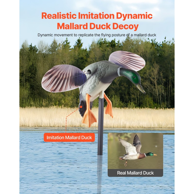 Sorsan houkutuslintu kestävä muovi koko 680×350×1460 mm 120 metrin infrapunakaukosäädin metsästykseen