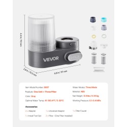 Hanaan asennettava vedensuodatin muovinen harmaa kolme suodatinta 1200 litraa