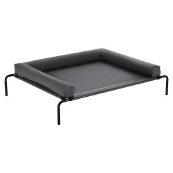 Korotettu koiranpeti teräsrunko hengittävä verkkokangas XL koko irrotettava pestävä tyyny harmaa