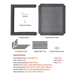 Korotettu koiranpeti teräsrunko hengittävä verkkokangas XL-koko irrotettava pestävä tyyny harmaa