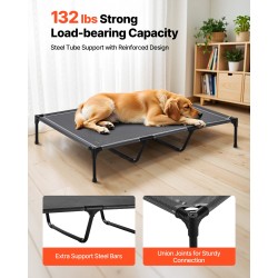 Kohotettu koiransänky teräsrunko hengittävä verkkokangas koko XL suurelle koiralle 60 kg kantavuus