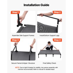 Kohotettu koiransänky teräsrunko hengittävä verkkokangas koko XL suurelle koiralle 60 kg kantavuus