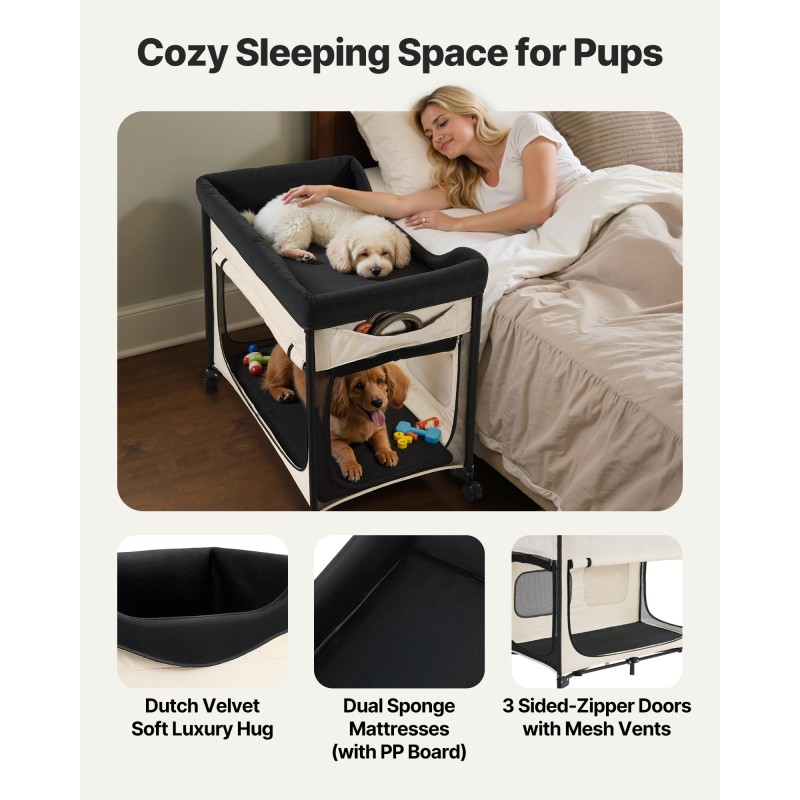 Korotettu taitettava lemmikkisänky L hiiliteräsrunko 600D Oxford-kangas hollantilainen sametti pyörillä 45kg kantavuus