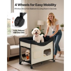 Korotettu lemmikkisänky suuri hiiliteräsrunko Oxford-kangas hollantilainen sametti taitettava pyörällinen sivutaskuilla