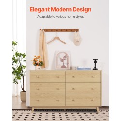 Lipasto 6 laatikkoa vaalea puupinta lastulevy ja MDF kumipuu