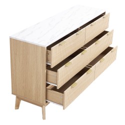 Lipasto MDF levy lastulevy kumipuu 6 laatikkoa vaalea puusävy makuuhuoneeseen