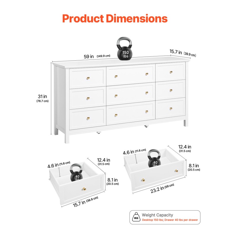 Lipasto 9 vetolaatikkoa MDF ja lastulevy valkoinen 149.9 cm