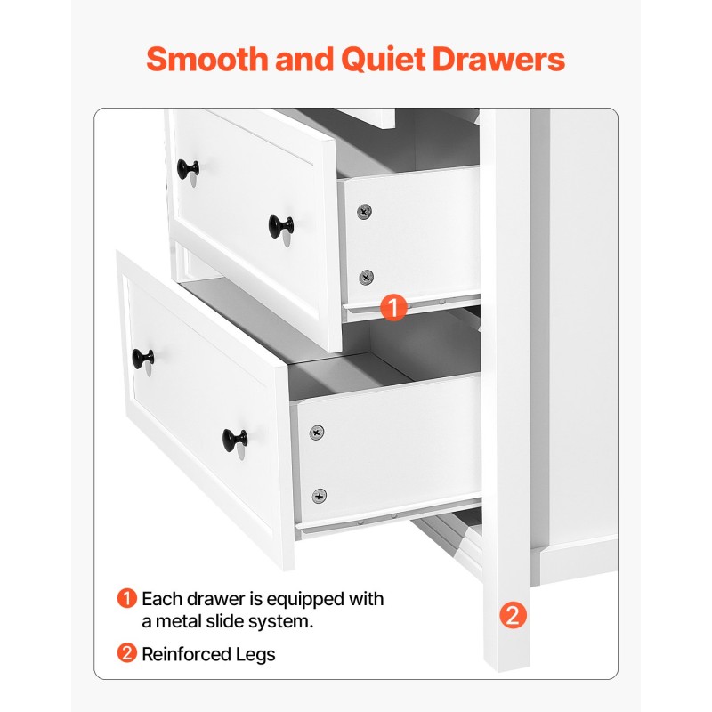 Lipasto 6 laatikkoa valkoinen lastulevy MDF leveys 120 cm korkeus 79 cm