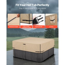 Porealtaan suojakansi säänkestävä 600D-kangas neliö 2160×2160×508 mm ruskea