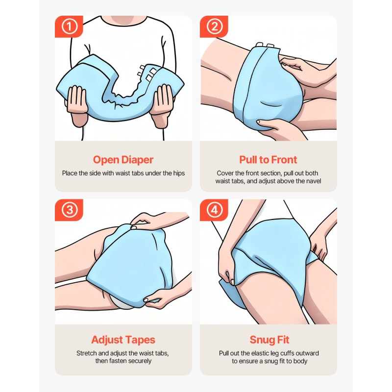 Teippivaipat aikuisille kertakäyttöiset M 40 kpl 2600 ml imevyys unisex