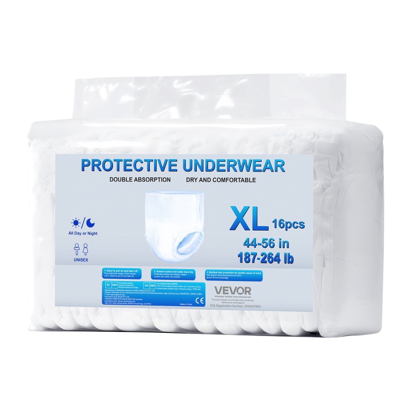 Suojahousut kertakäyttöiset aikuisille koko XL 1200 millilitraa imukyky 64 kappaletta hengittävä materiaali