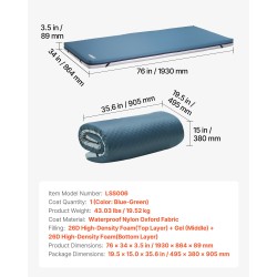 Vaahtomuovipatja kaksikerroksinen geelitäytteinen pitkäaikaishoitoon 1930 x 864 x 89 mm