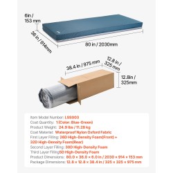 Sairaalapatja kolmikerroksinen vaahtomuovi mitat 2030 914 153 mm irrotettava vedenpitävä päällinen