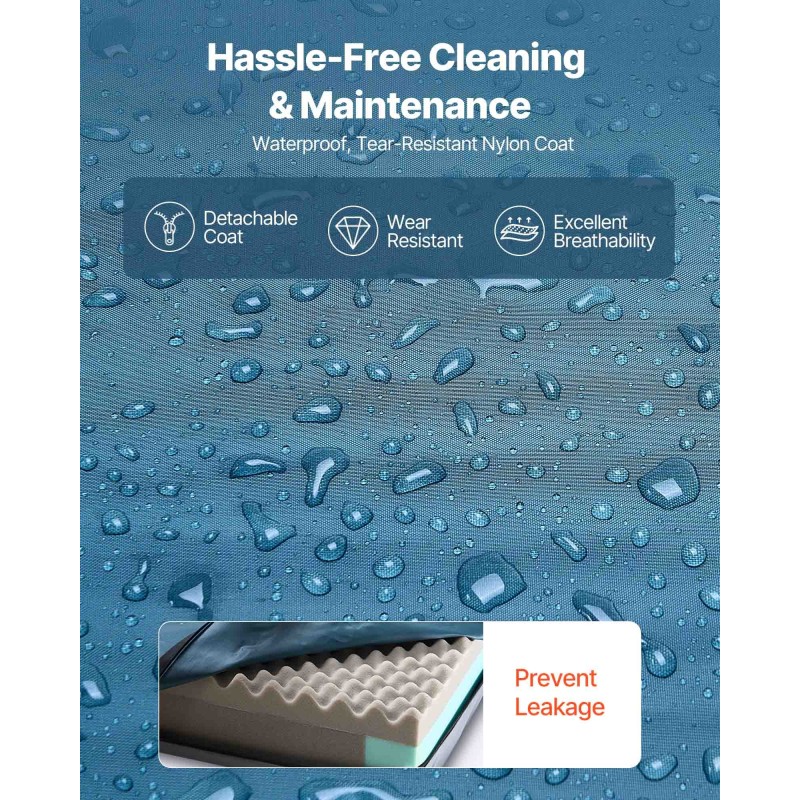 Sairaalasängyn kaksikerroksinen kolmivyöhykkeinen vaahtomuovipatja 203×91×15 cm pitkäaikaishoitoon vedenpitävällä päällisellä