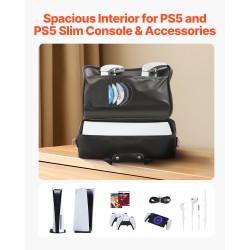 Kantolaukku PS5 ja PS5 Slim konsoleille nailon vedenkestävä musta
