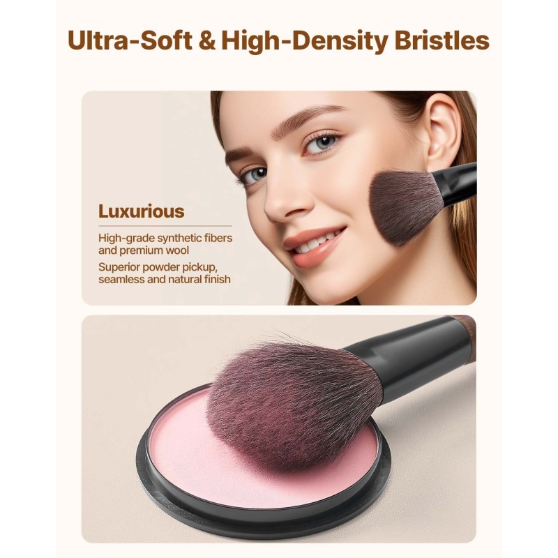 Meikkisivellinsetti 9 osaa synteettiset kuidut ja villa koivupuinen varsi alumiininen holkki