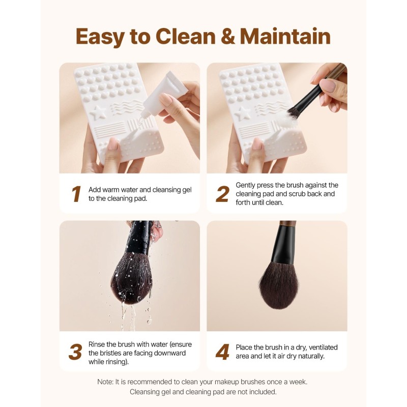 Meikkisivellinsetti 9 osaa synteettiset kuidut ja villa koivupuinen varsi alumiininen holkki