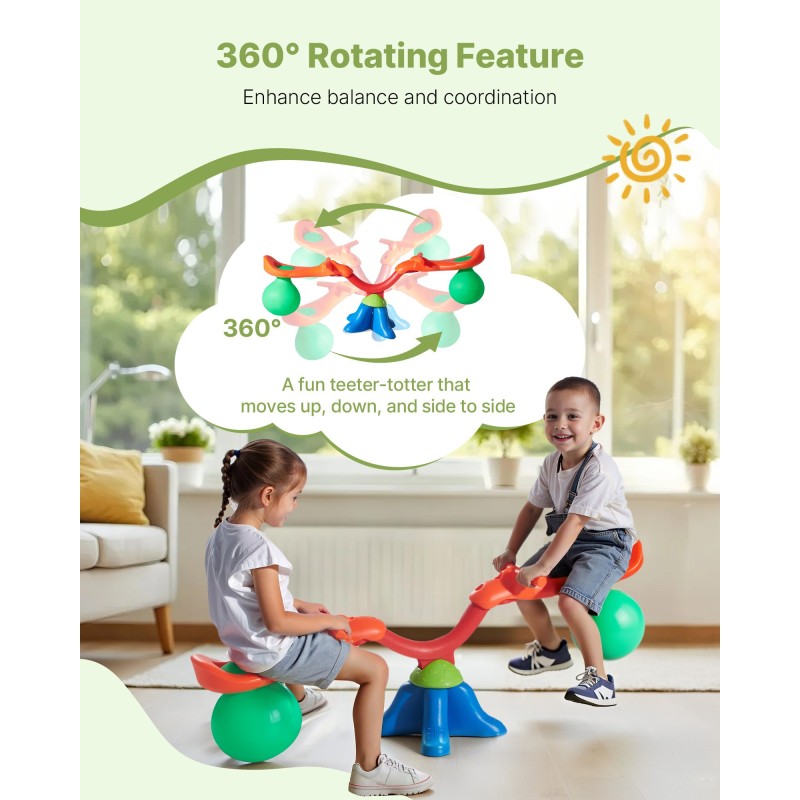 Muovinen kaksipaikkainen keinulauta 360 asteen pyörivällä toiminnolla ilmatäytteiset istuimet