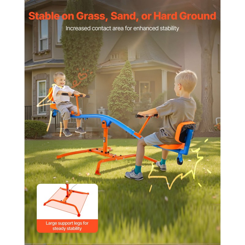 Kaksoiskeinulauta hiiliteräsrunkoinen 2 istuinta 360 asteen pyörivä jauhemaalattu