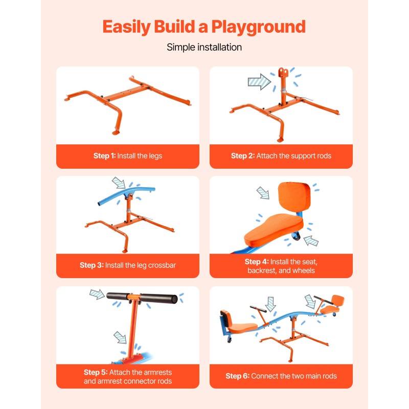 Kaksoiskeinulauta hiiliteräsrunkoinen 2 istuinta 360 asteen pyörivä jauhemaalattu