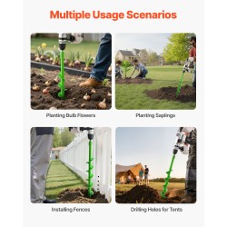 Maa- ja istutusporanterä Q235-teräksinen halkaisija 80 mm 20 mm adapterilla