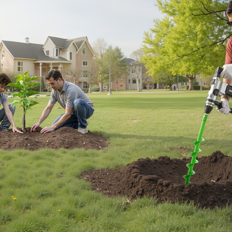 Maa- ja istutusporanterä Q235-teräksinen halkaisija 80 mm 20 mm adapterilla