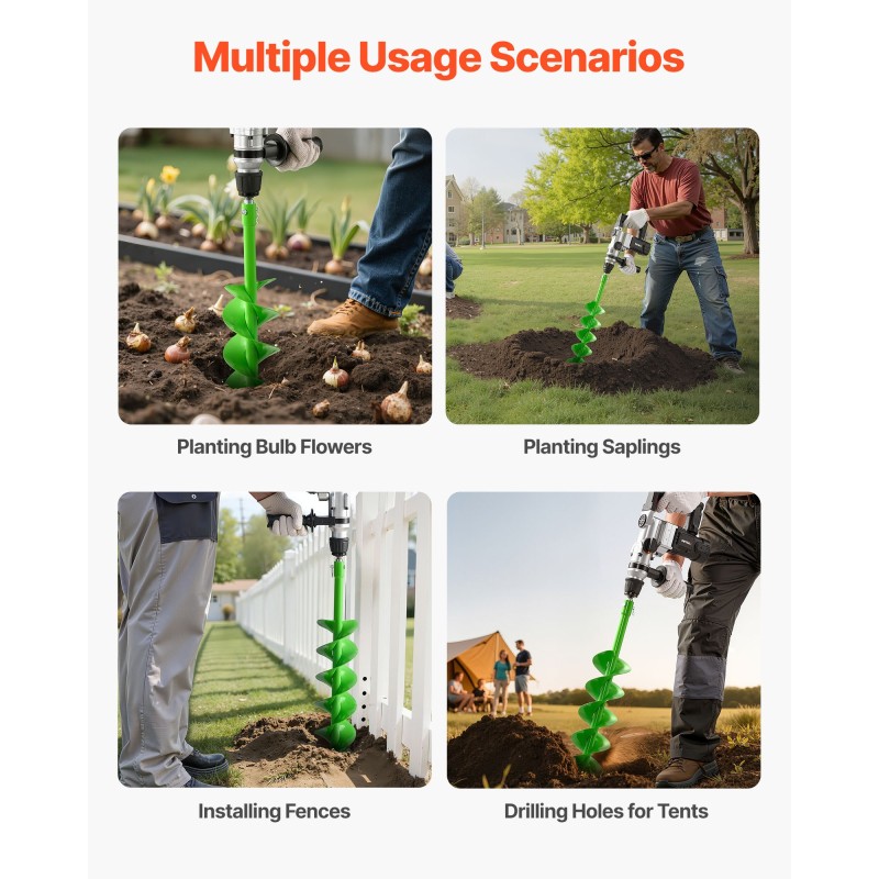 Istutuspora teräs 150 x 800 mm spiraaliterällä 20 mm sovittimella