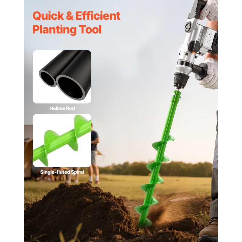 Spiraalinen maaporanterä Q235-terästä halkaisija 60 mm pituus 790 mm adapterilla 20 mm