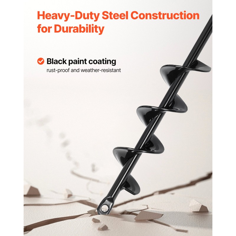 Spiraaliporanterä teräs 40 mm 420 mm 8 mm varsi istutukseen