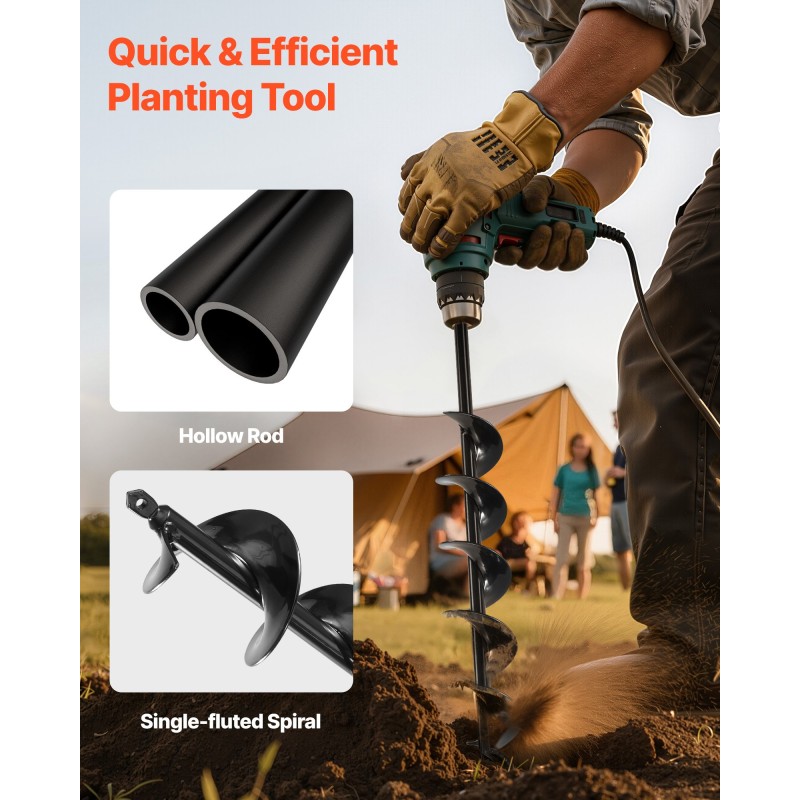 Maaporanterä spiraalimallinen 80 x 600 mm Q235 teräs 3/8 tuuman kuusiokoloistukkaan