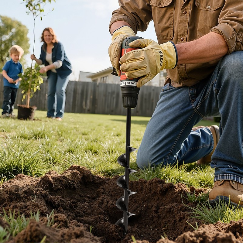Maaporanterä spiraalimallinen 80 x 600 mm Q235 teräs 3/8 tuuman kuusiokoloistukkaan