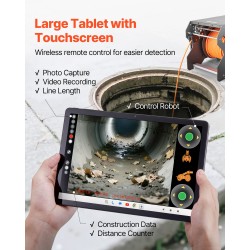 Putkistotarkastusrobotti 60 metrin kaapelilla 2 megapikselin kamerat 8 LED-valoa 300–1500 mm putkiin