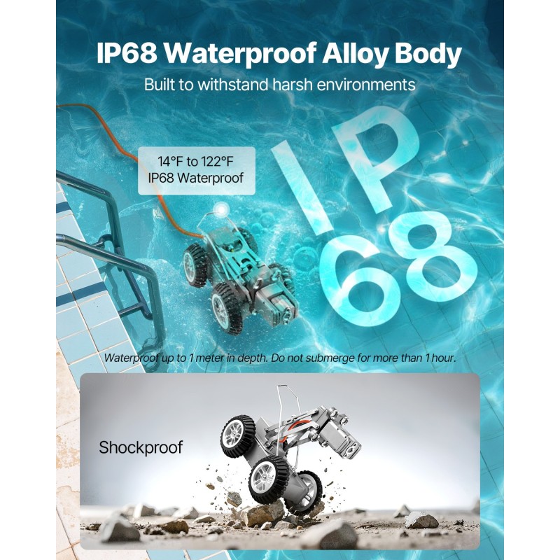 Putkistotarkastusrobotti 60 metrin kaapelilla 2 megapikselin kamerat 8 LED-valoa 300–1500 mm putkiin