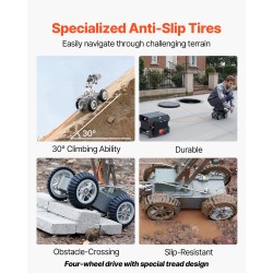 Putkitarkastusrobotti 120 m kaapelilla 300–1500 mm putkille 2 megapikselin kameroilla