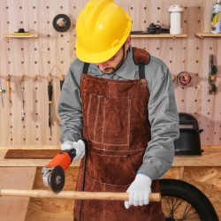 Hitsausesiliina naudannahkainen liekinkestävä ruskea kuusi työkalutaskua