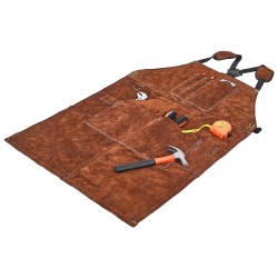 Hitsausesiliina naudannahkainen liekinkestävä ruskea kuusi työkalutaskua