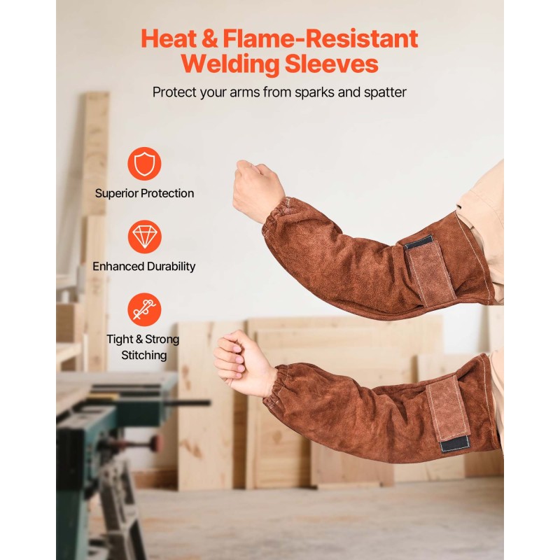 Naudanahkaiset hitsaushihat 18 tuumaa palonkestävät kuumuutta kestävät ruskeat